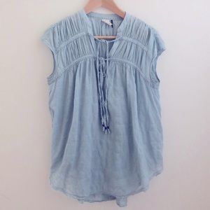Anthropologie Cotton Blend light blue blouse
